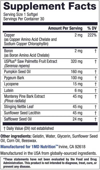 1MD Prostate MD Supplement Facts