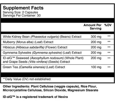 Nucific carb c6 supplement facts