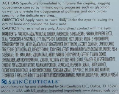 SkinCeuticals A.G.E. Eye Complex Supplement Facts