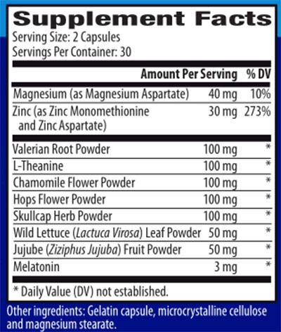 Zenith Labs Sleep Wave Supplement Facts